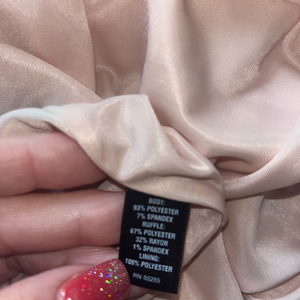 Express Light Pink Ruffled Stretch Strapless Dres… - image 6